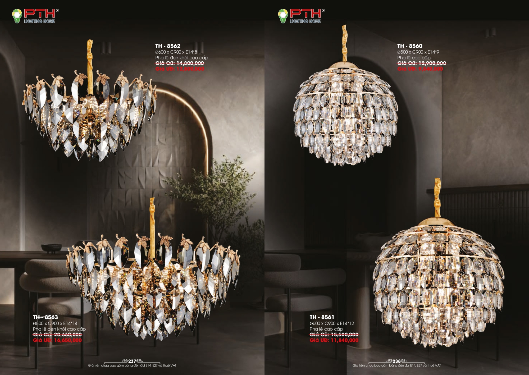 Bảng giá đèn trang trí PTH Lighting Home 2026